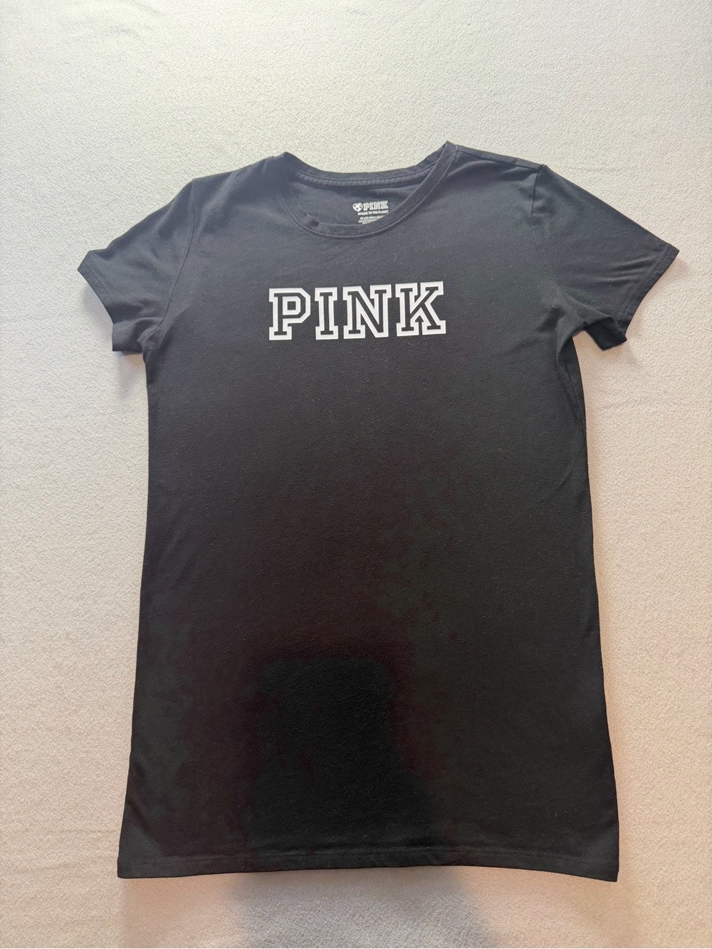 Victoria’s Secret PINK Black Varsity Logo Tee XS